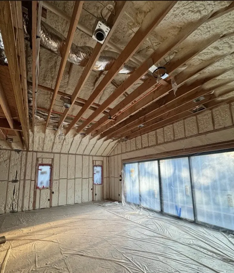 Interior walls and ceiling insulated with spray foam during new construction in Glenolden